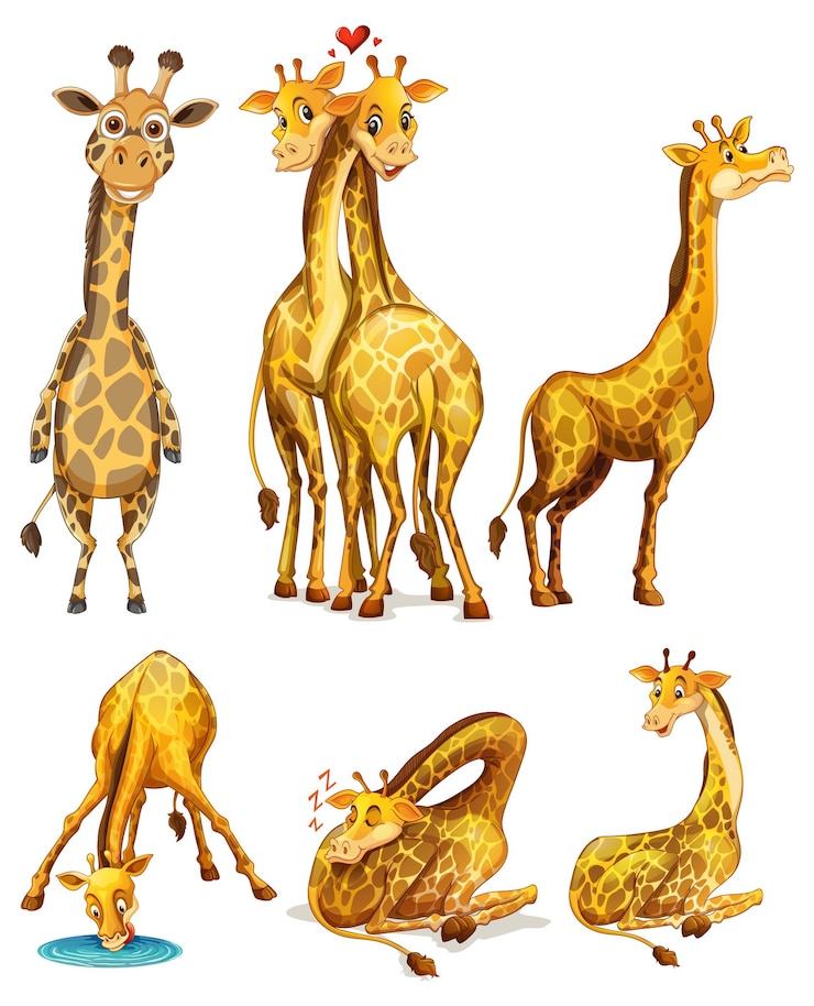 Vector gratuito girafas lúdicas en varias posturas