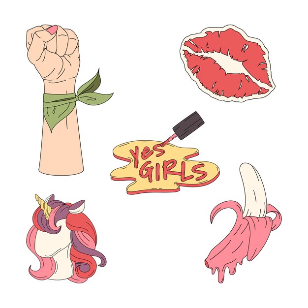 Girl Power en vector de fondo floral