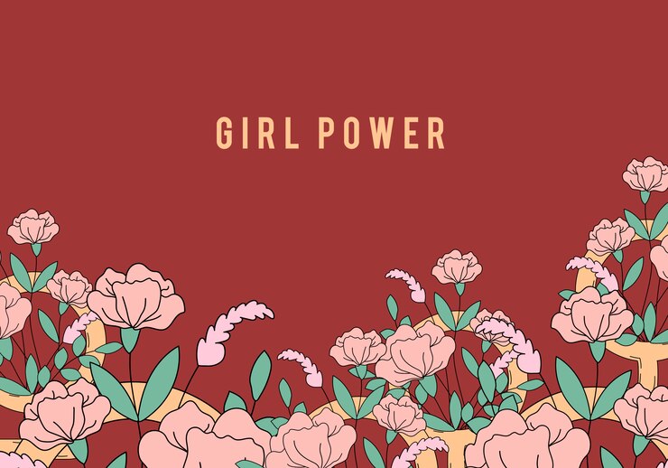 Vector gratuito girl power en vector de fondo floral