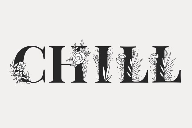 Girly Chill palabra tipografía femenina fuente letras vector