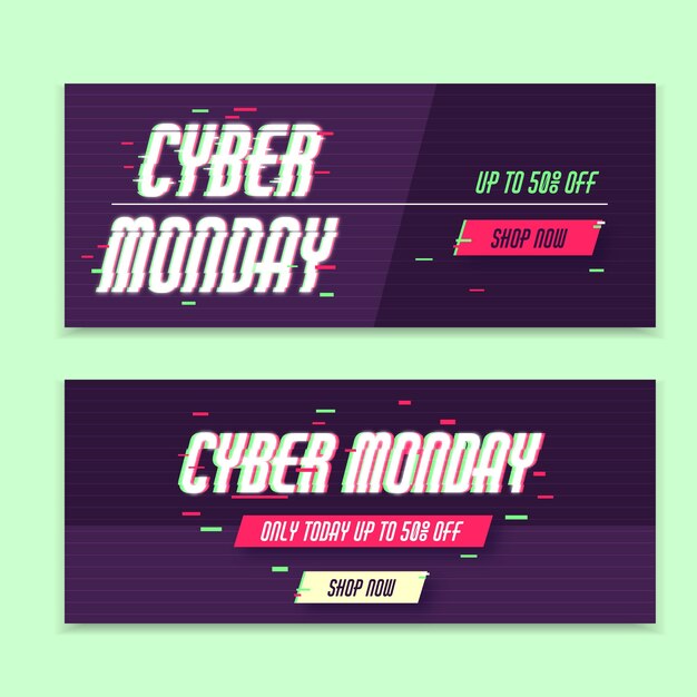 Glitch banners de lunes cibernético