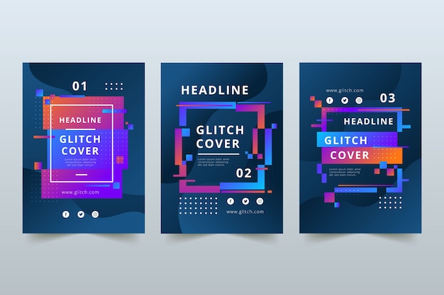 Glitch cover set diseño gráfico