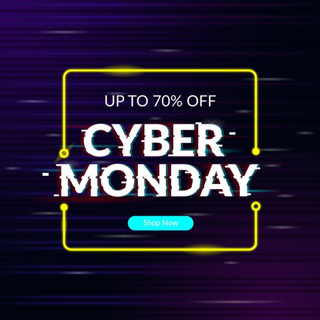 Glitch cyber lunes banner de descuento