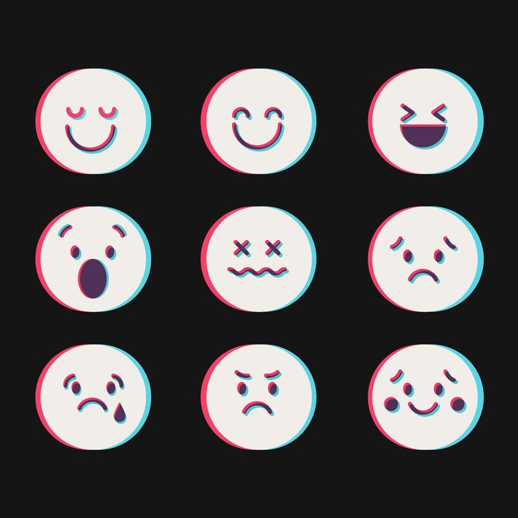 Vector gratuito glitch emojis colecciones de iconos