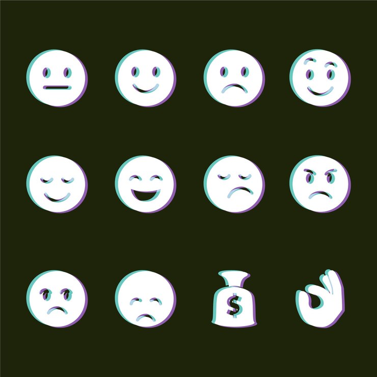 Vector gratuito glitch emojis colecciones de iconos