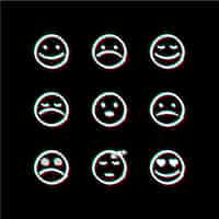 Vector gratuito glitch emojis colecciones de iconos