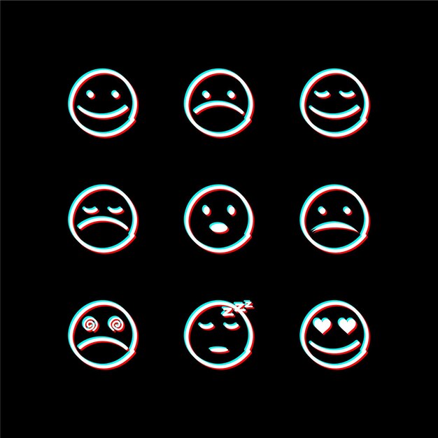 Glitch emojis colecciones de iconos