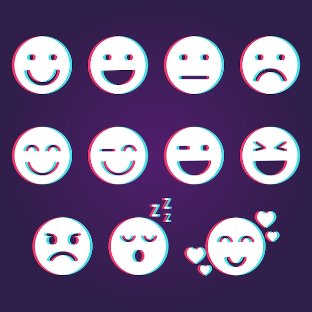 Vector gratuito glitch emojis colecciones