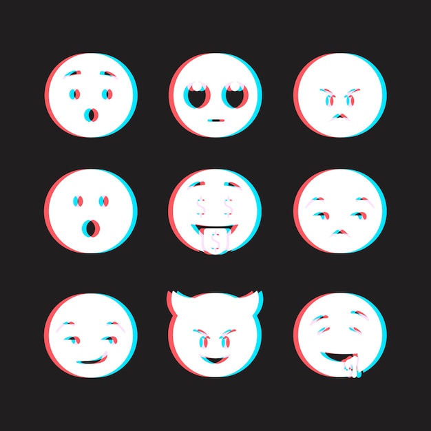 Vector gratuito glitch emojis colecciones