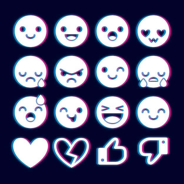 Vector gratuito glitch emojis colecciones