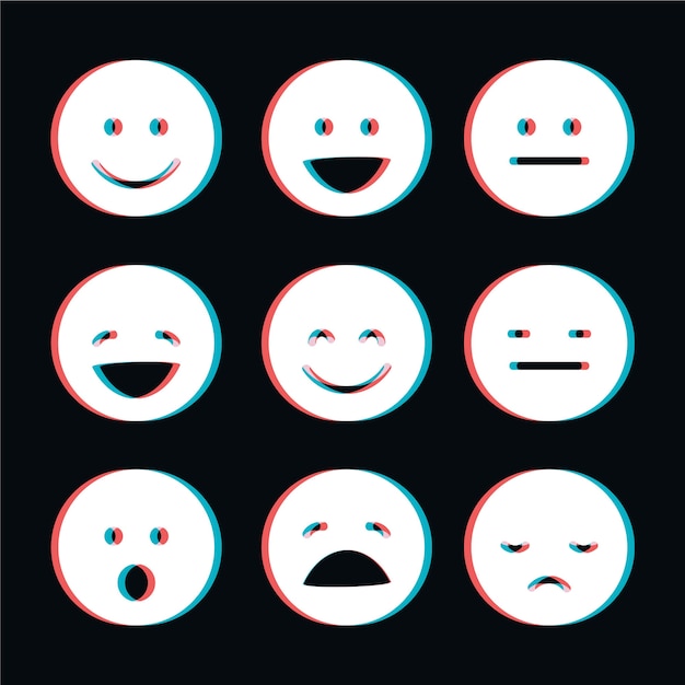 Vector gratuito glitch emojis collection