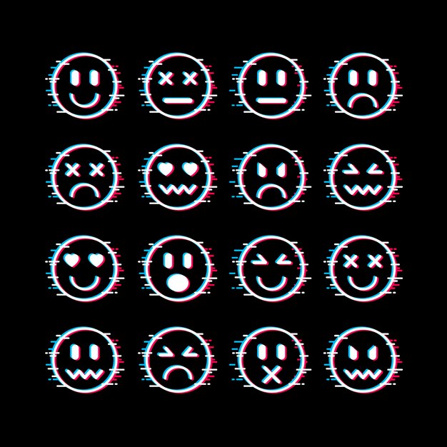 Glitch emojis collection