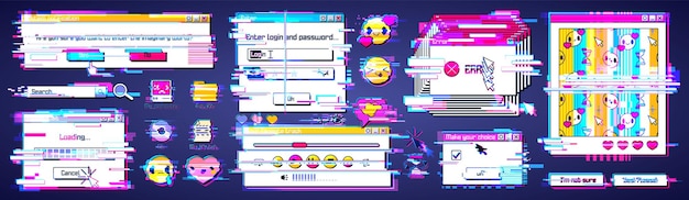 Vector gratuito glitch en el sistema informático retro