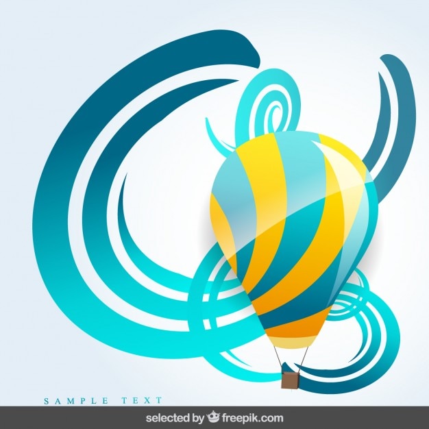 Vector gratuito globo de aire caliente con olas en el fondo