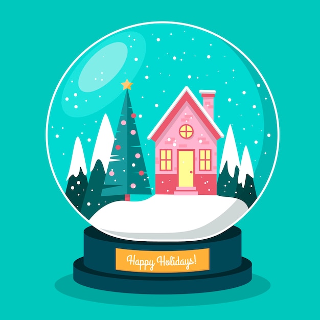 Globo de bola de nieve de navidad dibujado a mano
