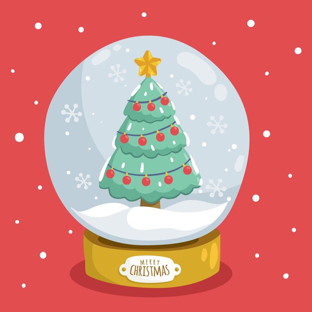 Globo de bola de nieve de navidad dibujado a mano