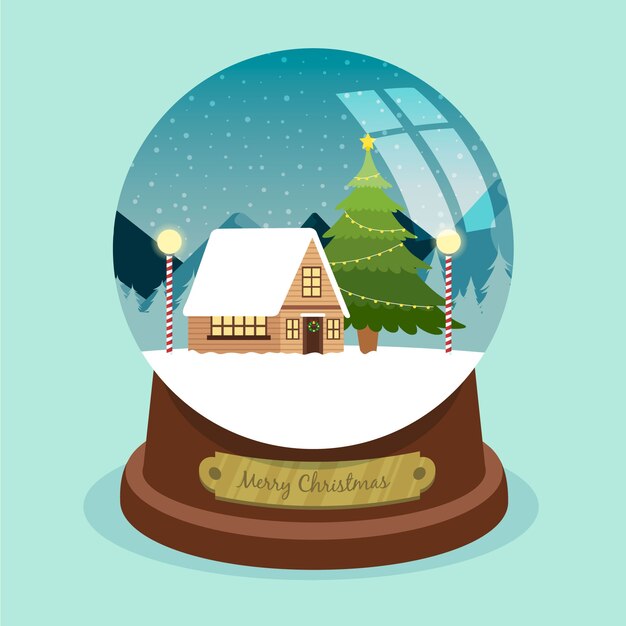 Globo de bola de nieve de navidad dibujado a mano