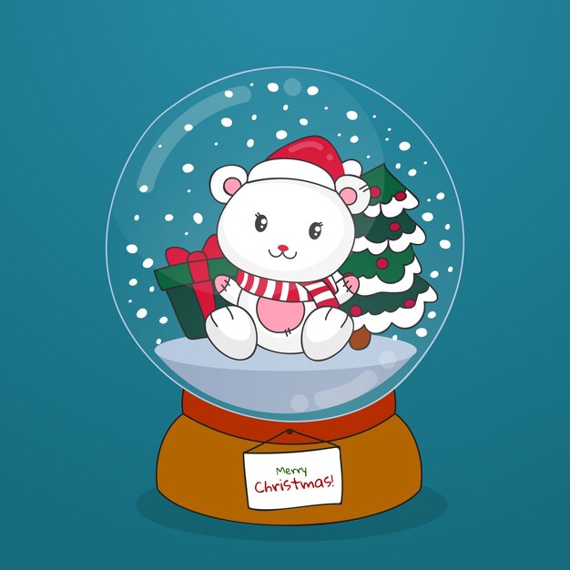 Globo de bola de nieve de navidad dibujado a mano