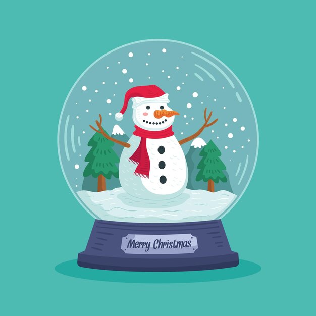 Globo de bola de nieve de navidad dibujado a mano