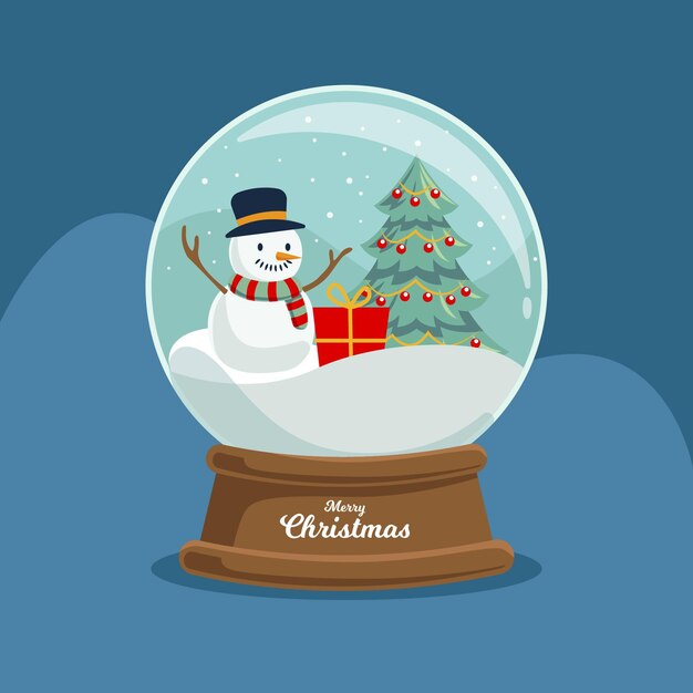 Globo de bola de nieve de navidad dibujado a mano