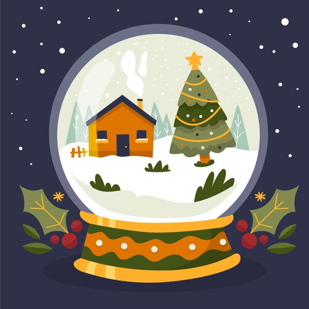 Globo de bola de nieve de navidad dibujado a mano