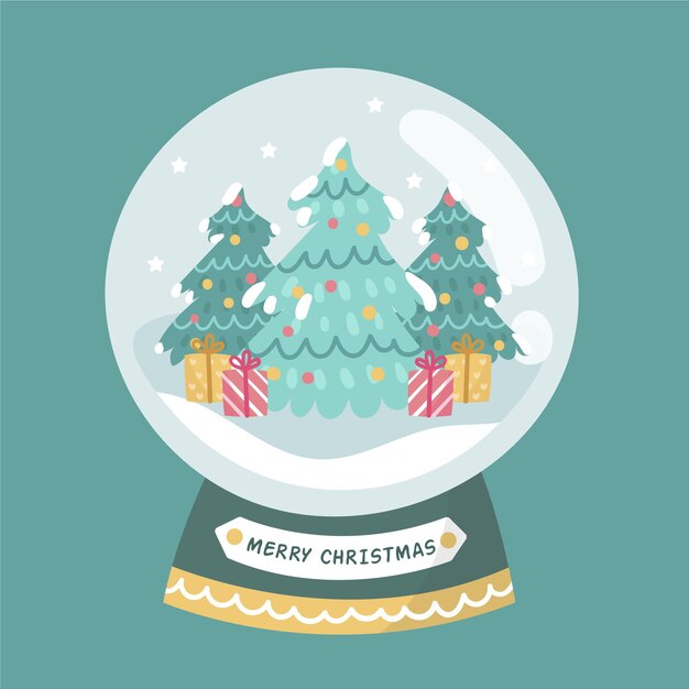 Globo de bola de nieve de navidad dibujado a mano