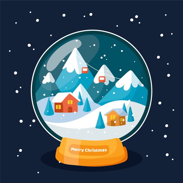 Globo de bola de nieve de navidad de diseño plano