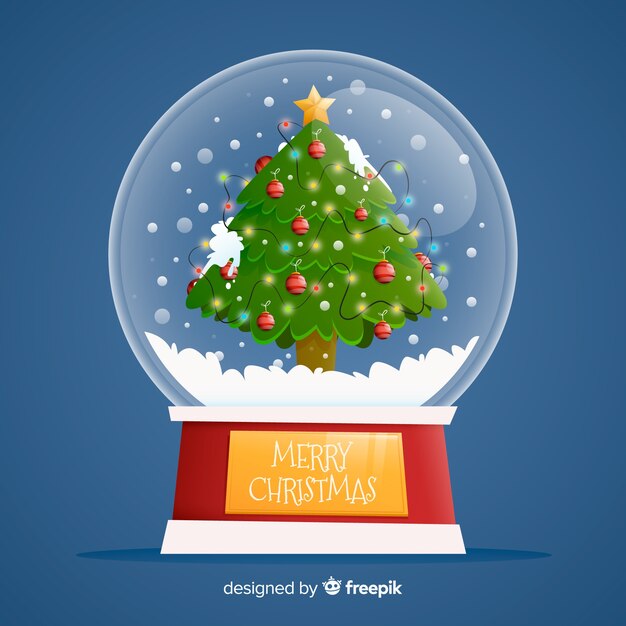 Globo de bola de nieve de navidad de diseño plano