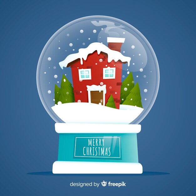 Globo de bola de nieve de navidad de diseño plano