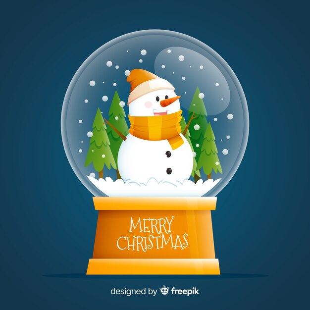 Globo de bola de nieve de navidad de diseño plano