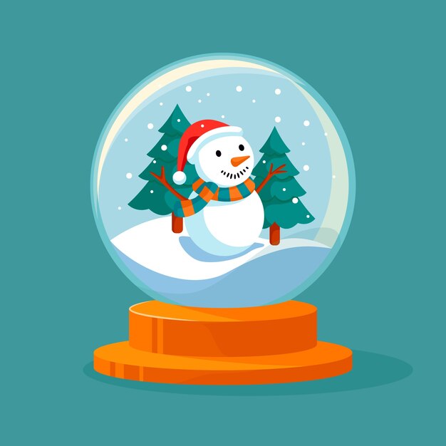 Globo de bola de nieve de navidad de diseño plano