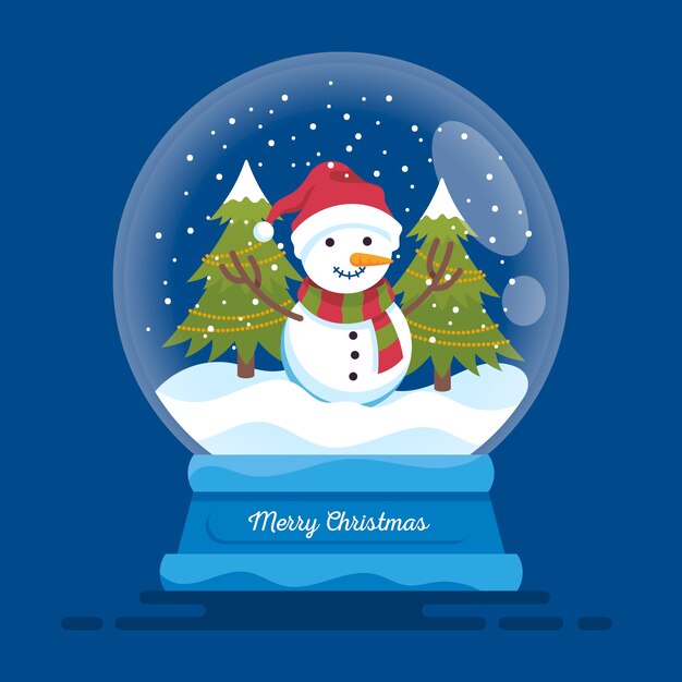 Globo de bola de nieve de navidad de diseño plano
