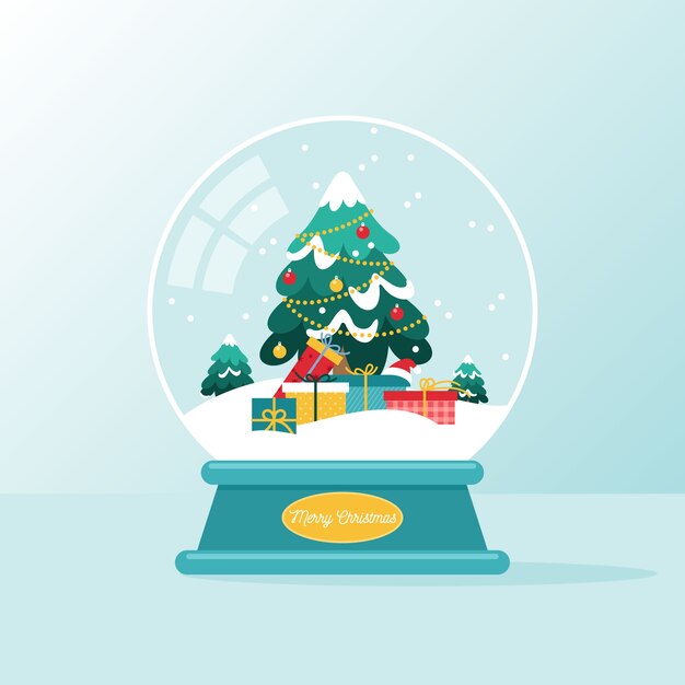 Globo de bola de nieve de navidad de diseño plano