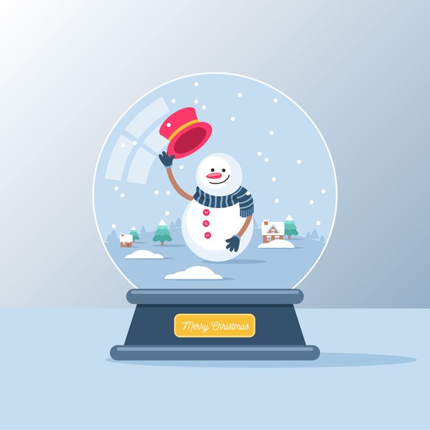 Globo de bola de nieve de navidad de diseño plano