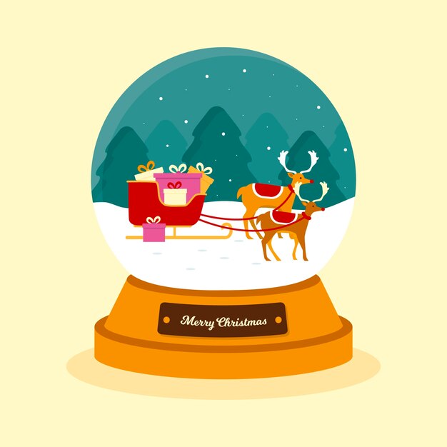 Globo de bola de nieve de navidad de diseño plano