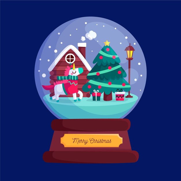 Globo de bola de nieve de navidad de diseño plano