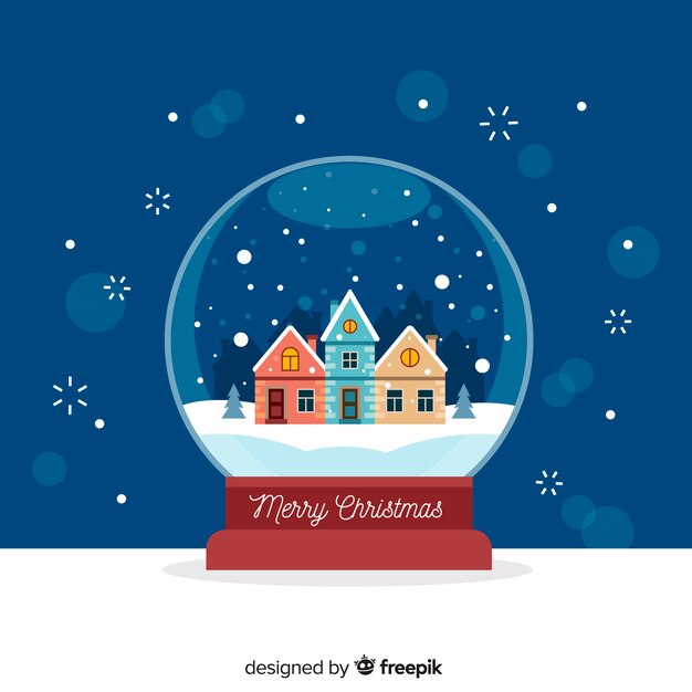 Globo de bola de nieve de navidad de diseño plano