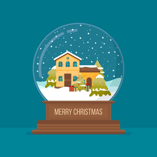 Globo de bola de nieve de navidad de diseño plano