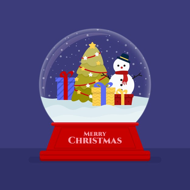 Globo de bola de nieve de navidad de diseño plano