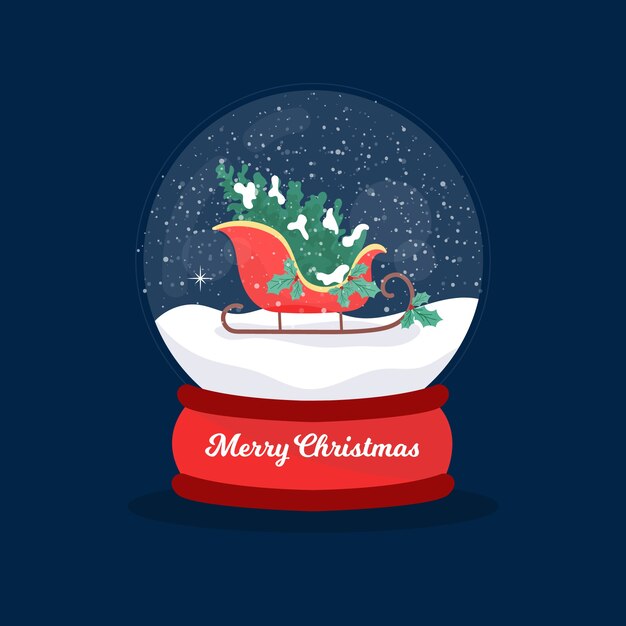 Globo de bola de nieve de navidad de diseño plano