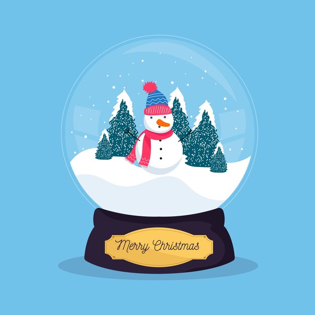 Globo de bola de nieve de navidad de diseño plano