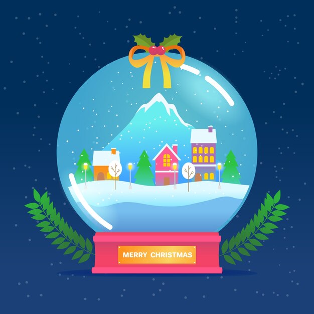 Globo de bola de nieve de navidad de diseño plano