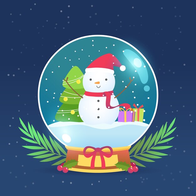Globo de bola de nieve de navidad de diseño plano