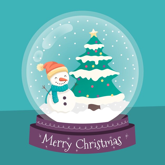Globo de bola de nieve de navidad de diseño plano