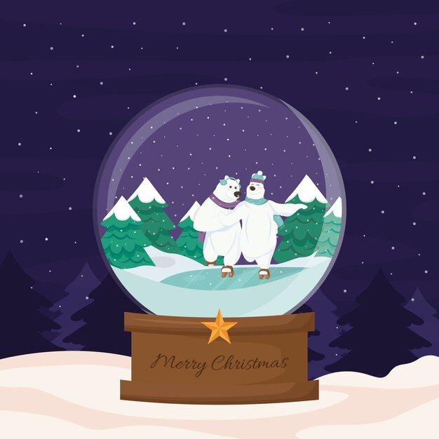 Globo de bola de nieve de navidad de diseño plano