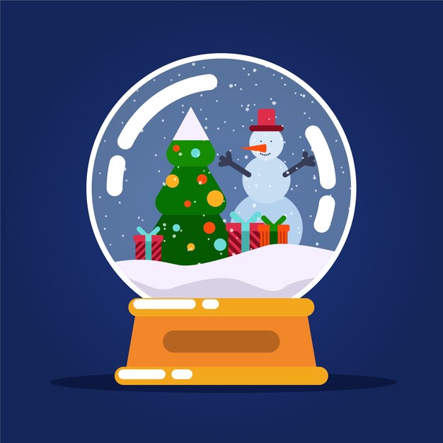 Globo de bola de nieve de navidad de diseño plano