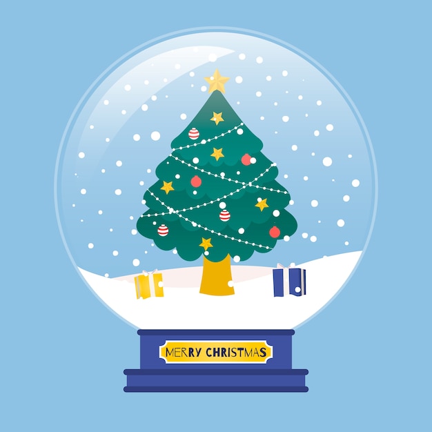 Globo de bola de nieve de navidad de diseño plano