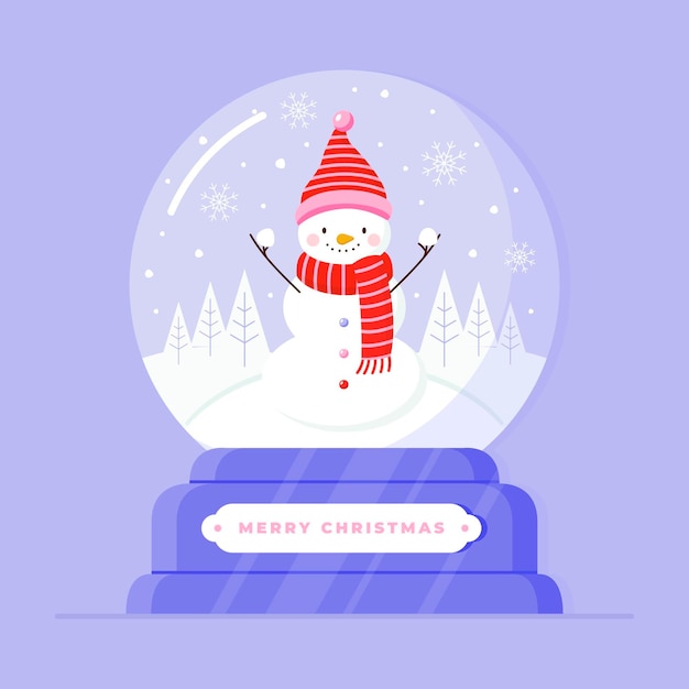 Vector gratuito globo de bola de nieve de navidad de diseño plano