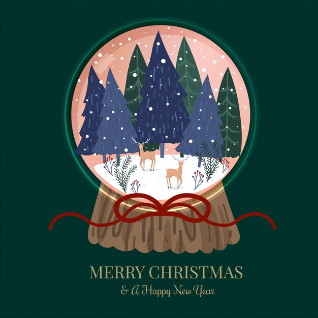 Globo de bola de nieve de navidad de diseño plano