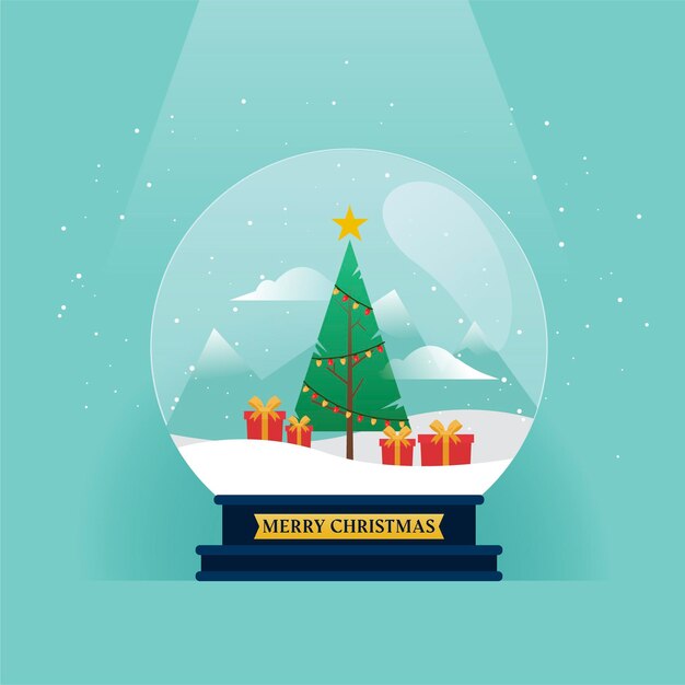 Globo de bola de nieve de navidad de diseño plano